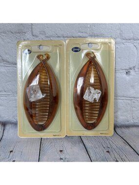 2 Vintage Goody Clinch-It Comb Brown Tortoise Hair Styling Tool Banana Clip NEW
